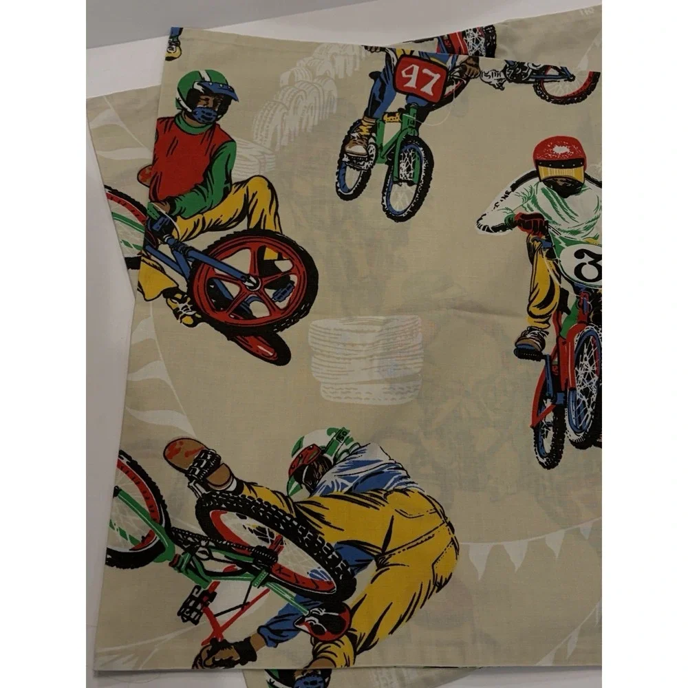 Vintage BMX Dirt Bike Novelty Pillowcase Set 2 Motocross‎ Racing 80s Retro Print